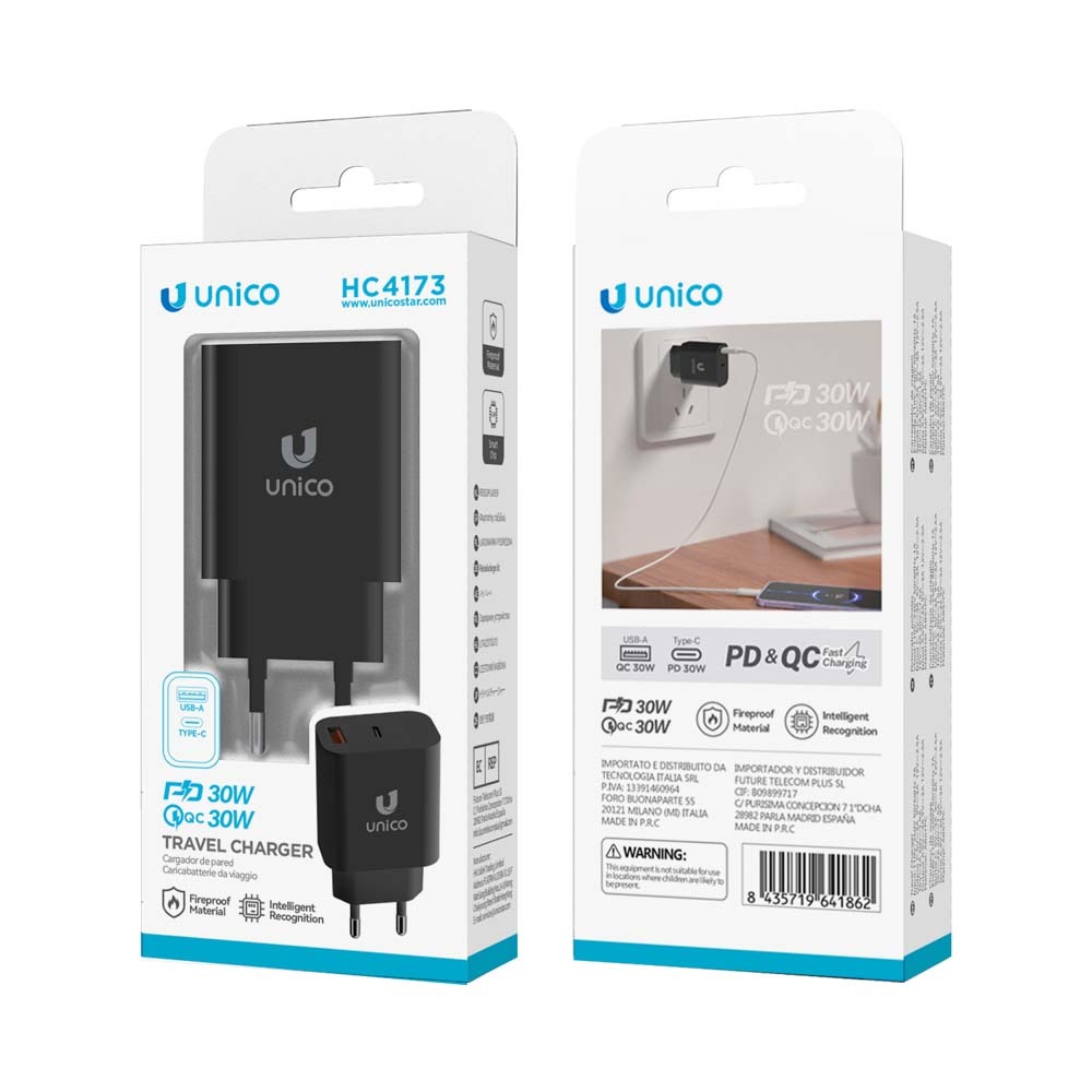 CARGADOR PARA MOVIL UNICO HC4173 DUAL USB C PD30W