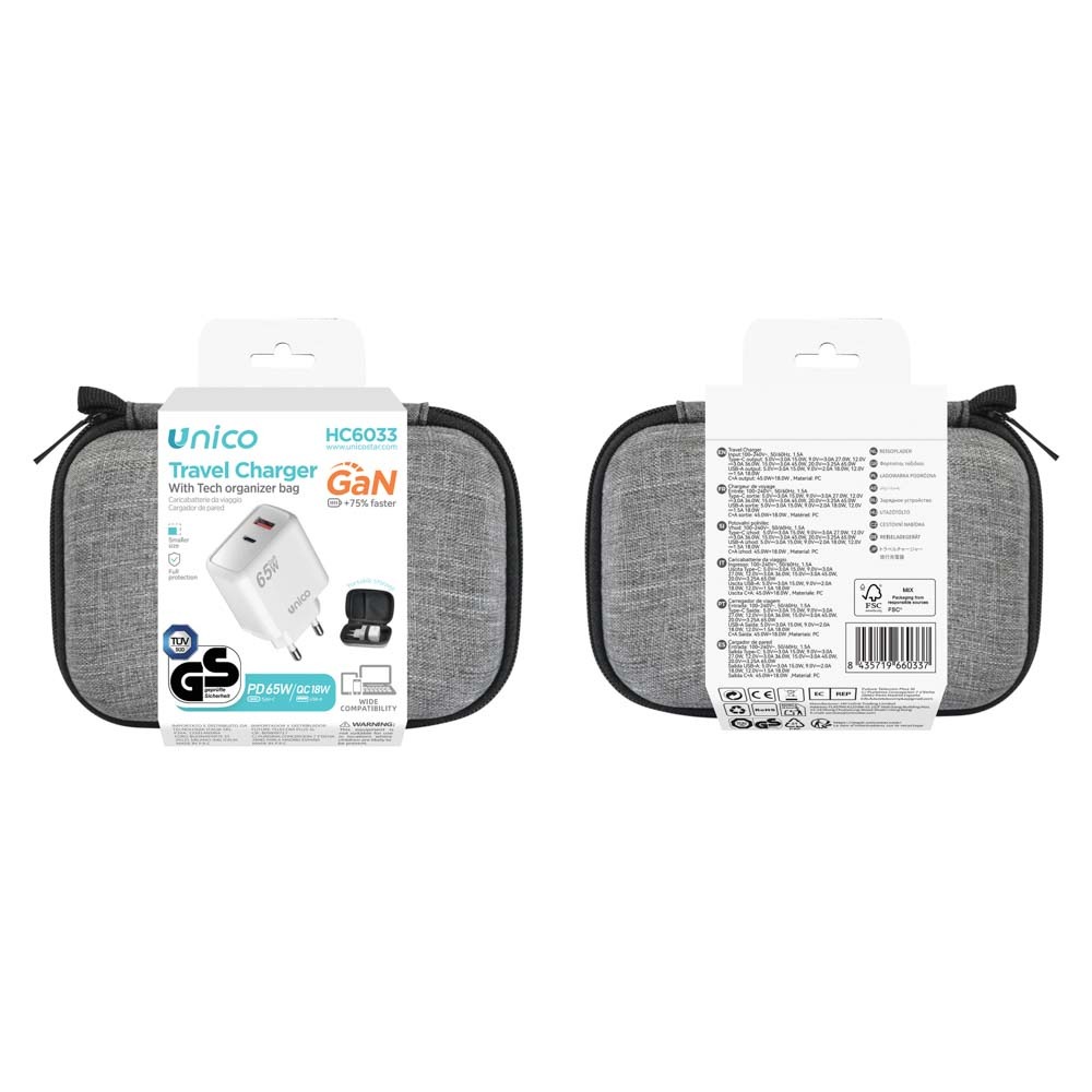 CARGADOR PARA MOVIL UNICO HC6033 PD 65W USB A+C