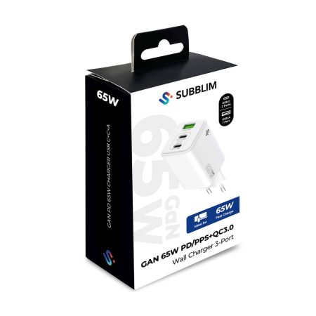 SUBCHG-6G6530 GAN 65W CHARGER USB C+C